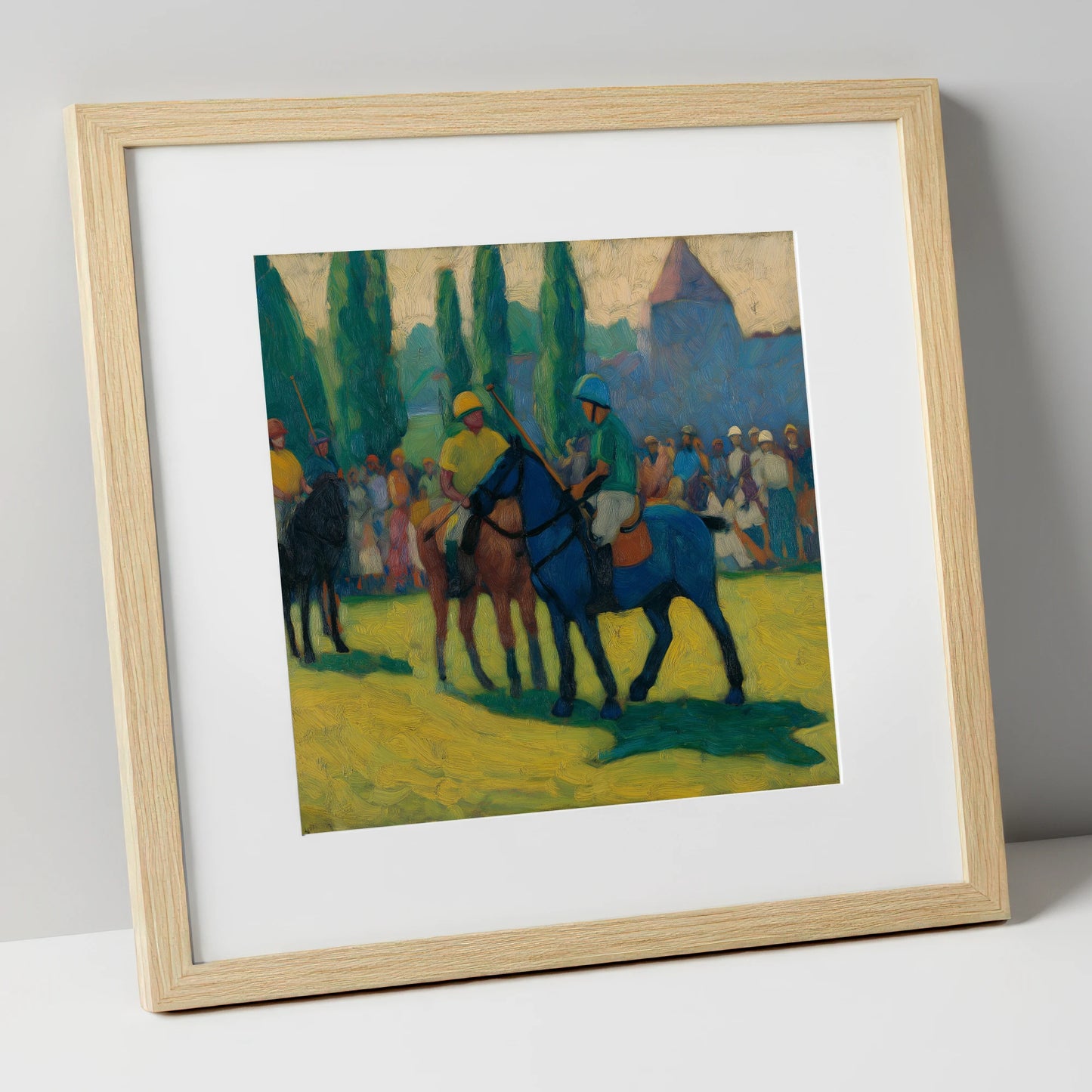 Before the Chukka polo horse art print in natural frame