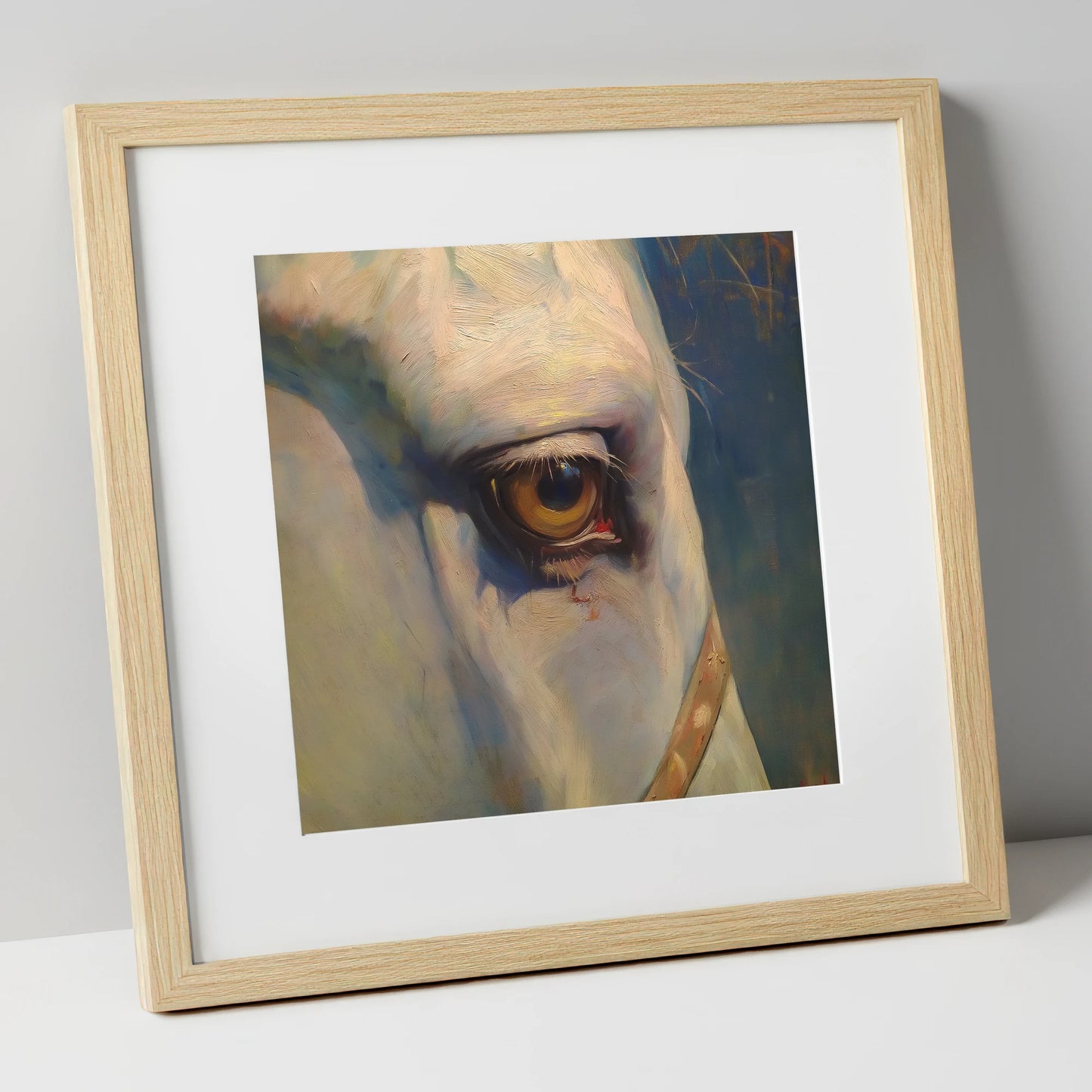 The Knowing Eye horse portrait art print in natural frame