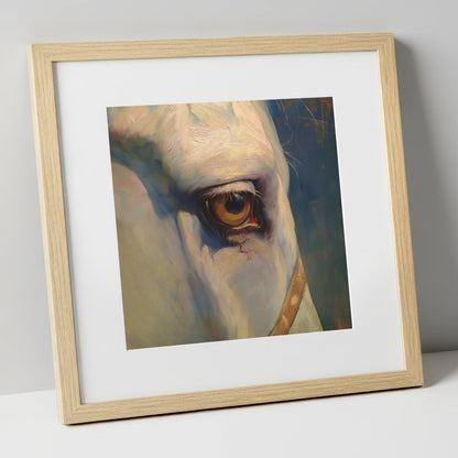 The Knowing Eye horse portrait art print in natural frame