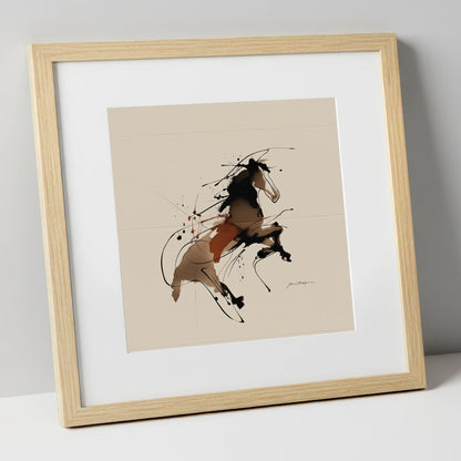 Untamed Sepia Spirit wild horses art print in natural frame