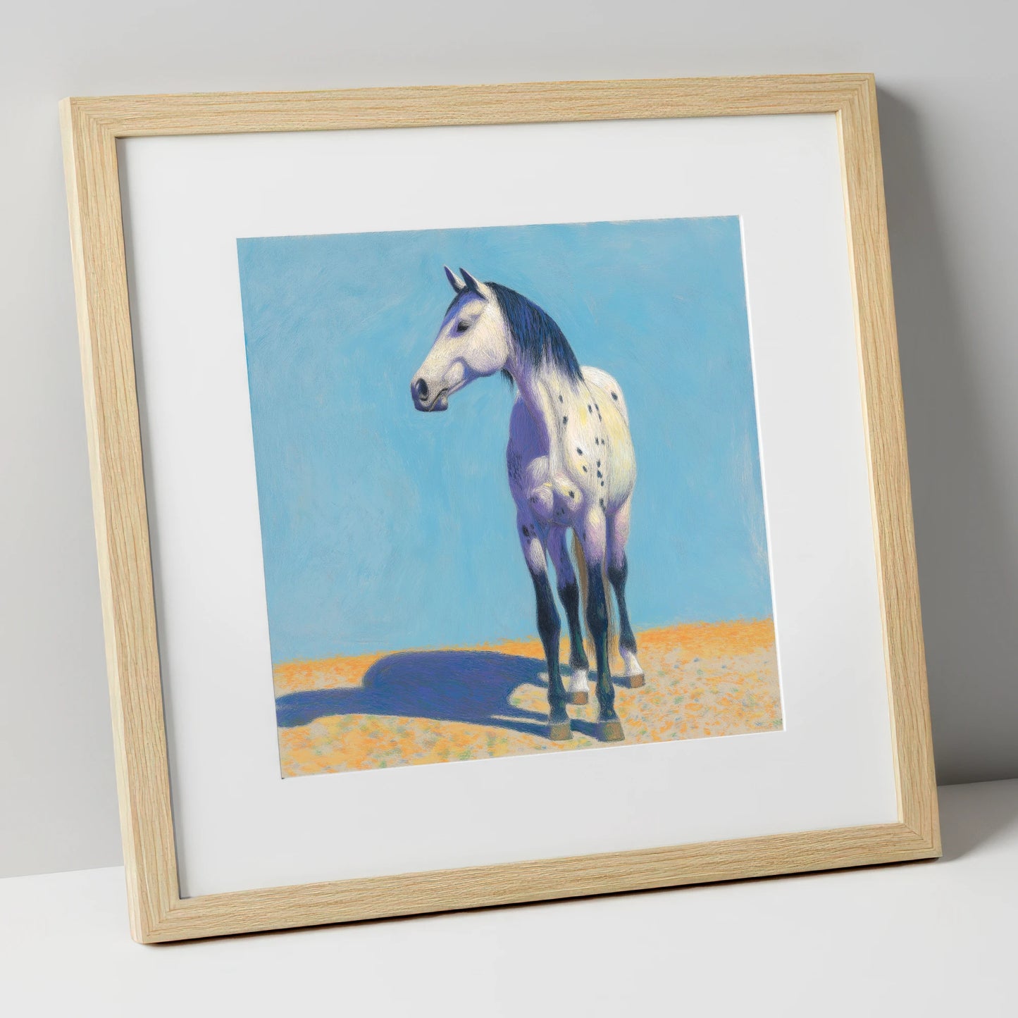 The Sunlit Appaloosa horse breed art print in natural frame