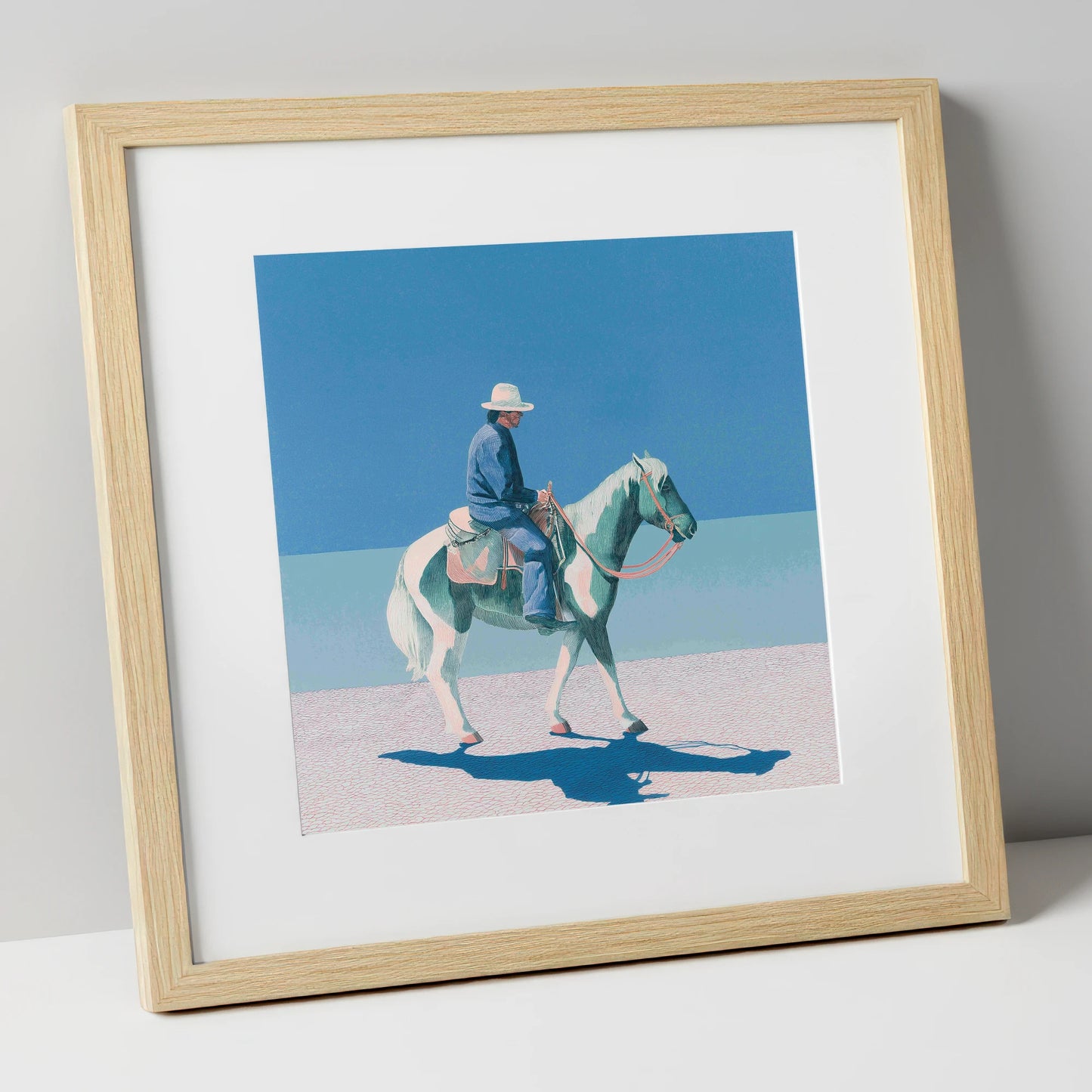 The Vast Horizon western horse art print in natural frame