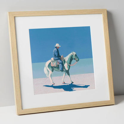 The Vast Horizon western horse art print in natural frame