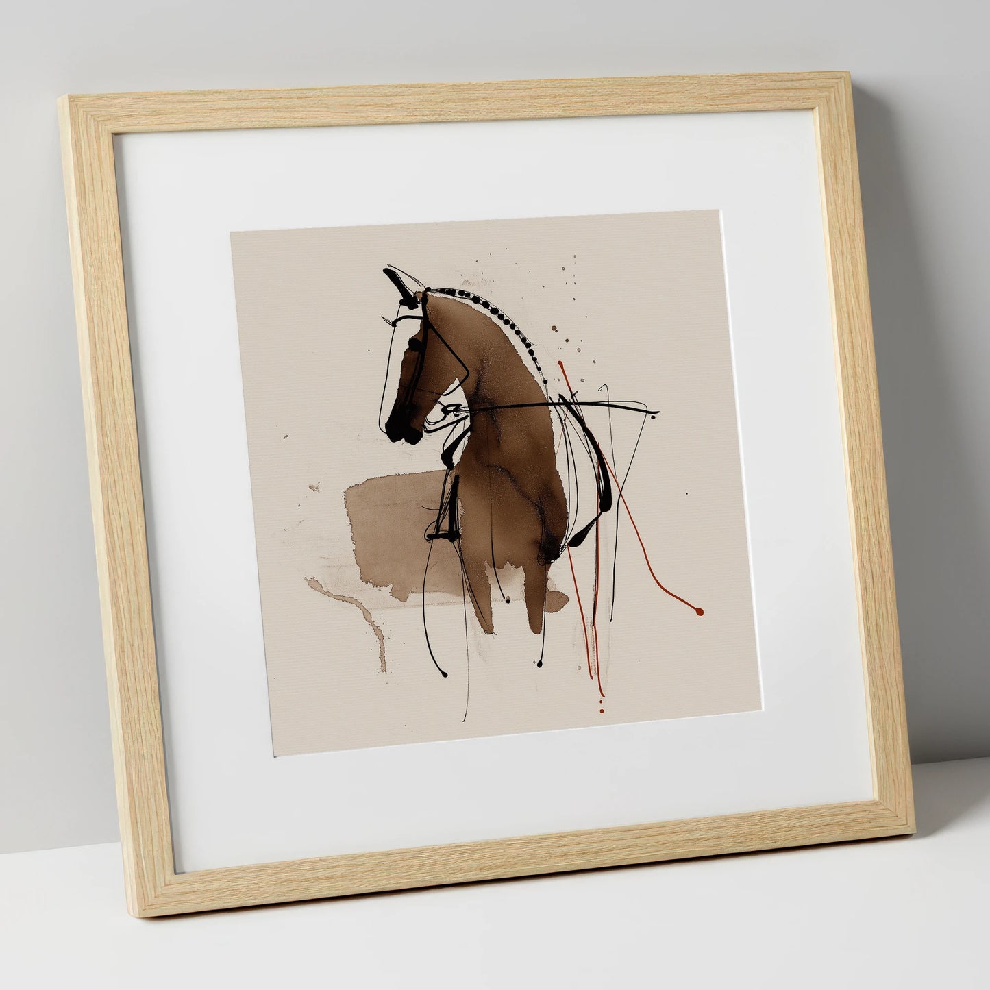 The Collected Frame dressage horse art print in natural frame