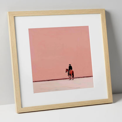 The Quiet Frontier western horse art print in natural frame