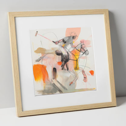 Dynamic Polo Swing polo horse art print in natural frame