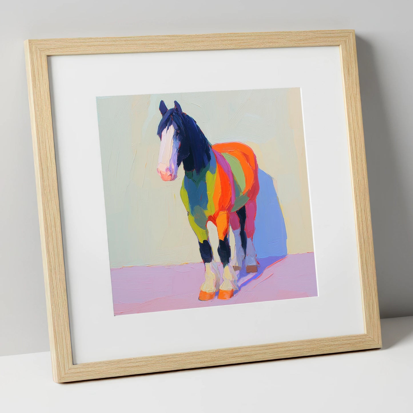 Chromatic Draught Horse horse breed art print in natural frame