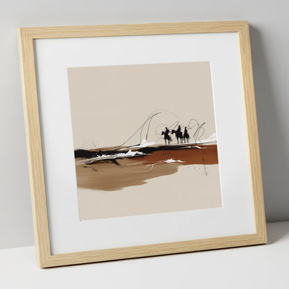 Riders of the Plains western horse art print in natural frame