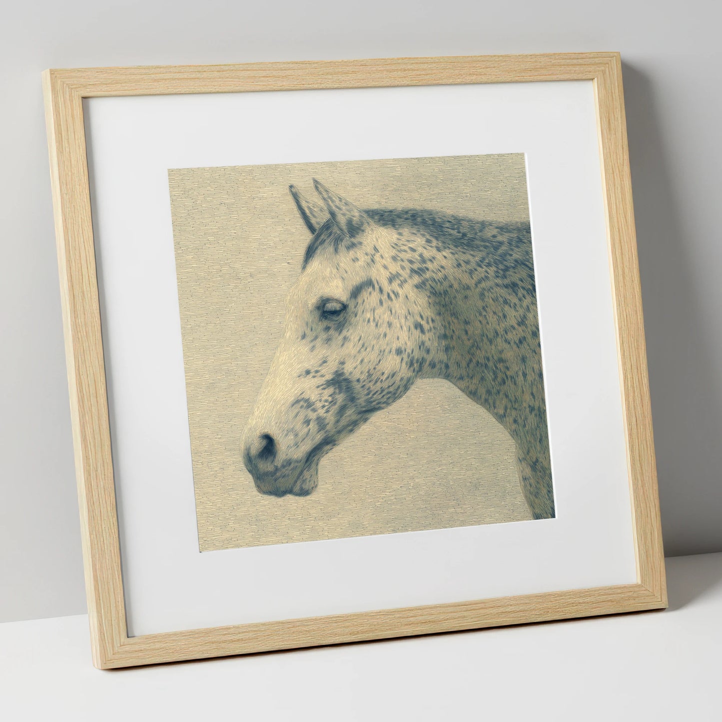 Meticulous Equine Profile horse breed art print in natural frame
