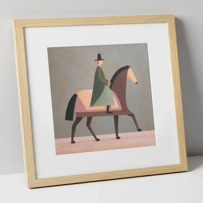Structured Harmony dressage horse art print in natural frame