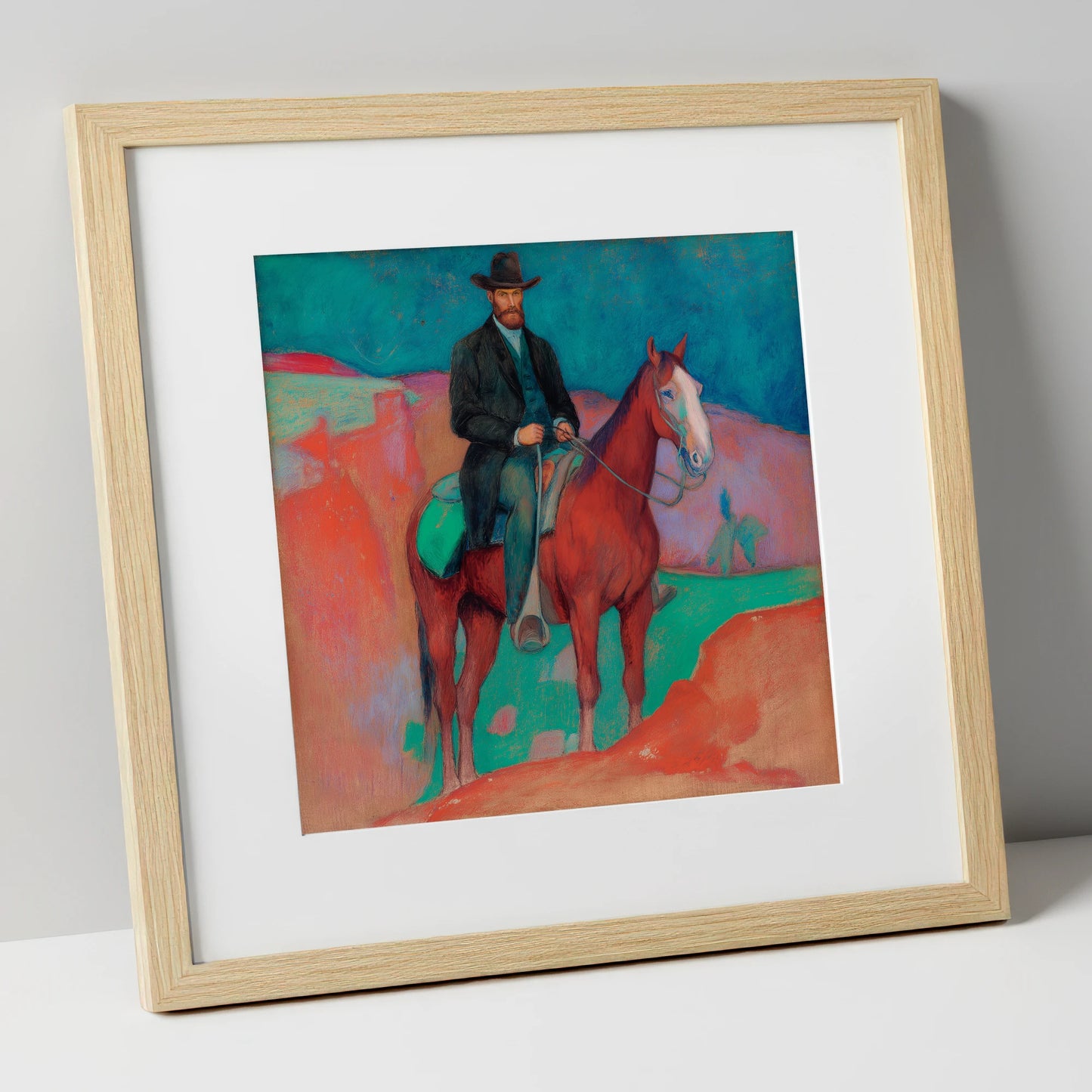The Painted Frontier western horse art print in natural frame