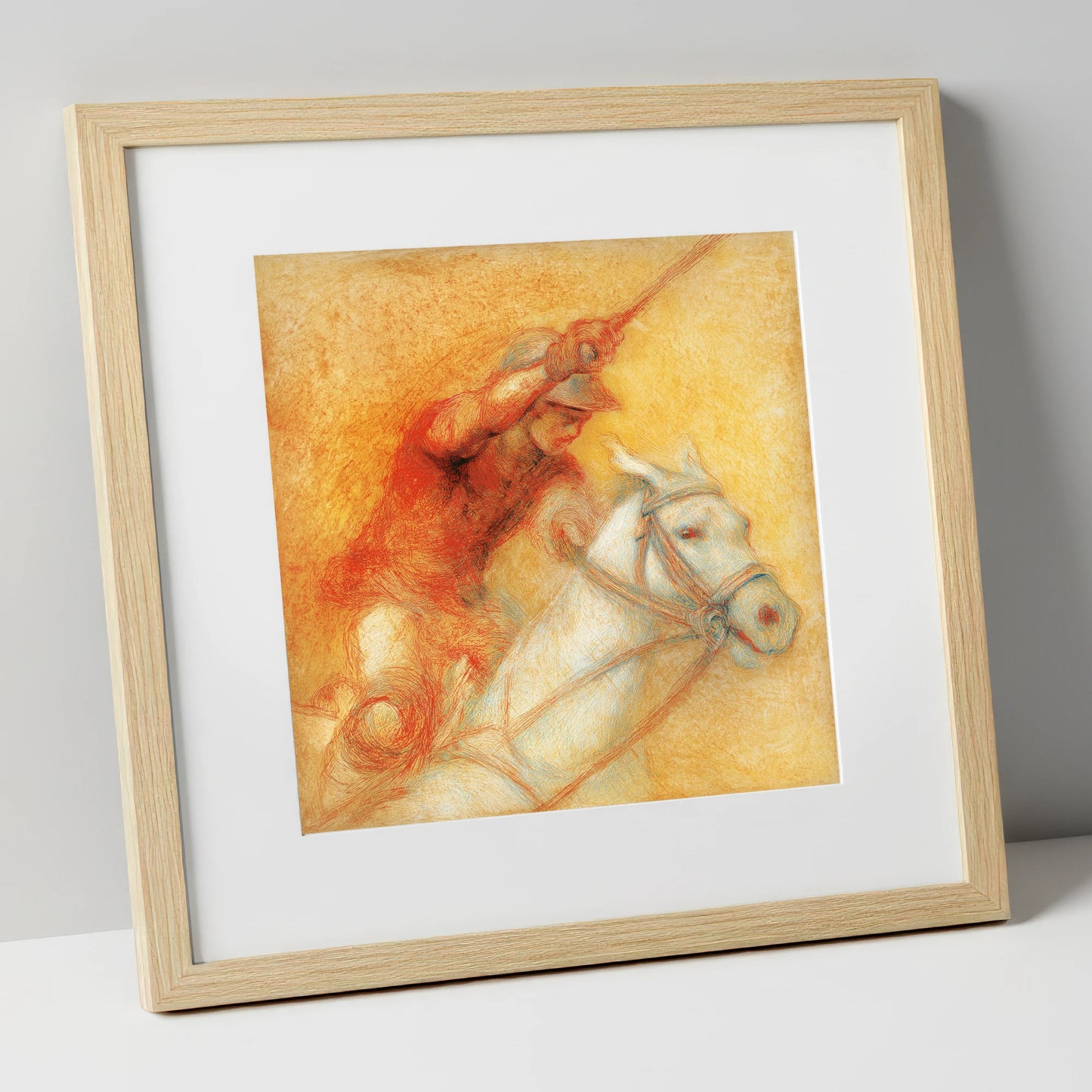 Heat of the Chukka polo horse art print in natural frame