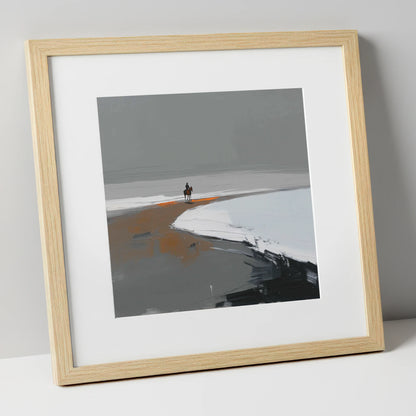 The Solitary Hack horse landscape art print in natural frame