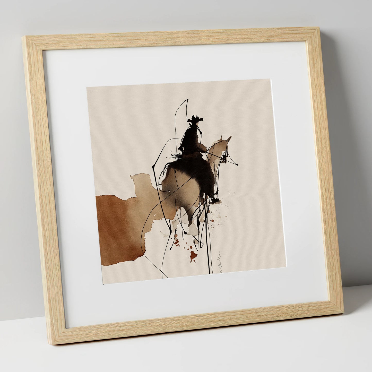 Rhythm of the West western horse art print in natural frame