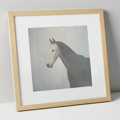 Linear Elegance horse portrait art print in natural frame