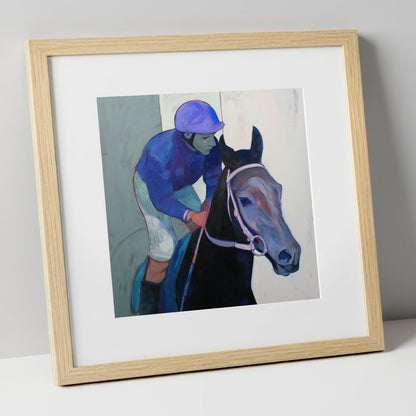 Moment of Focus racing horse art print in natural frame