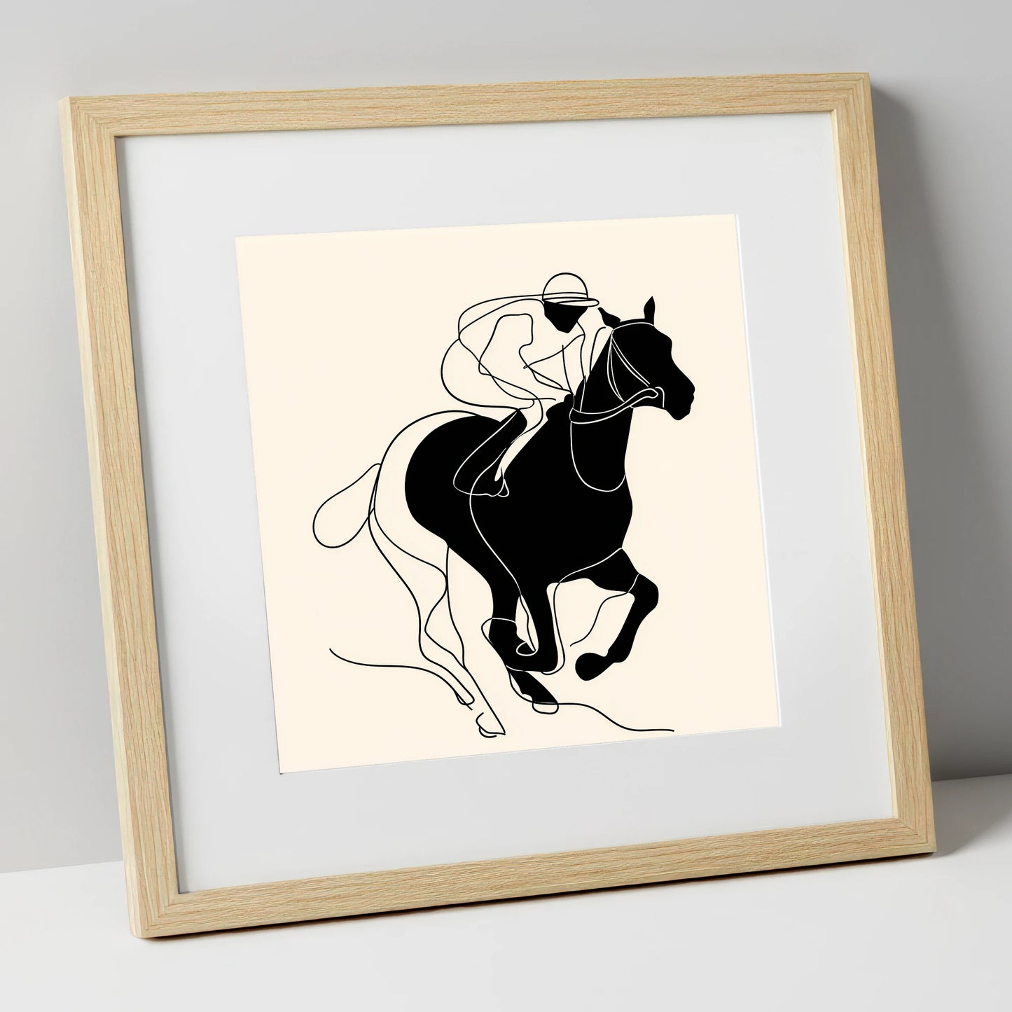 The Final Furlong racing horse art print in natural frame