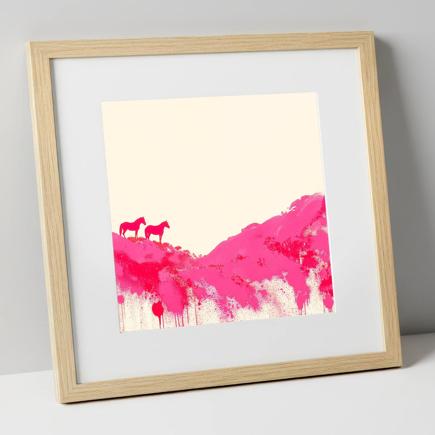Magenta Ridge horse landscape art print in natural frame
