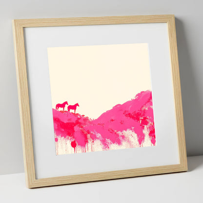 Magenta Ridge horse landscape art print in natural frame