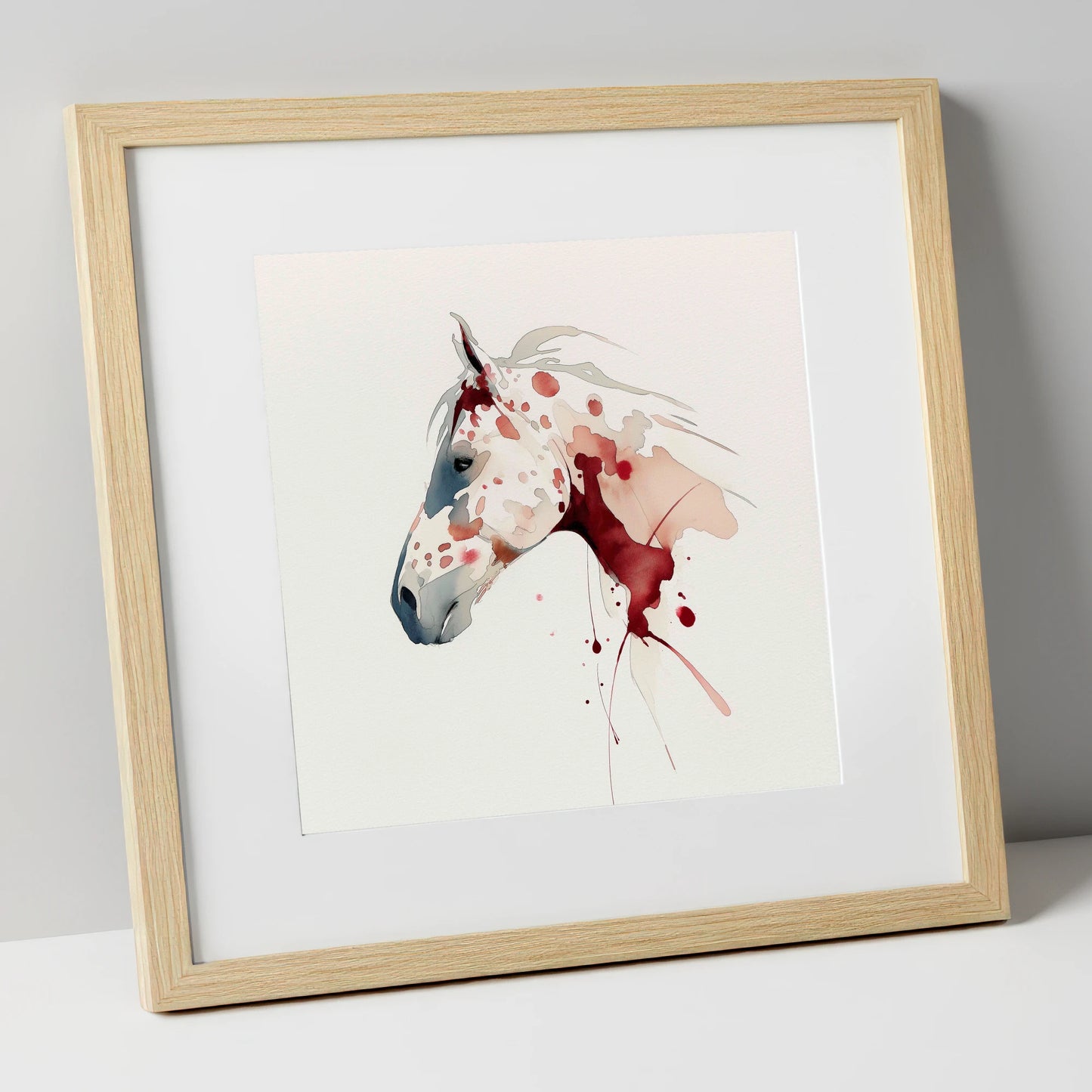 Crimson Appaloosa Profile horse breed art print in natural frame