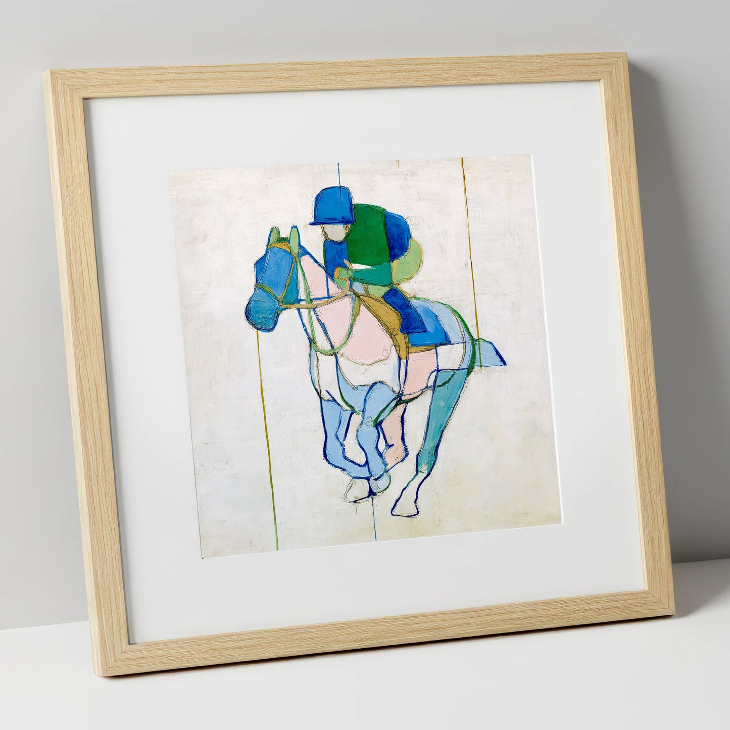 Architectural Racing Lines racing horse art print in natural frame