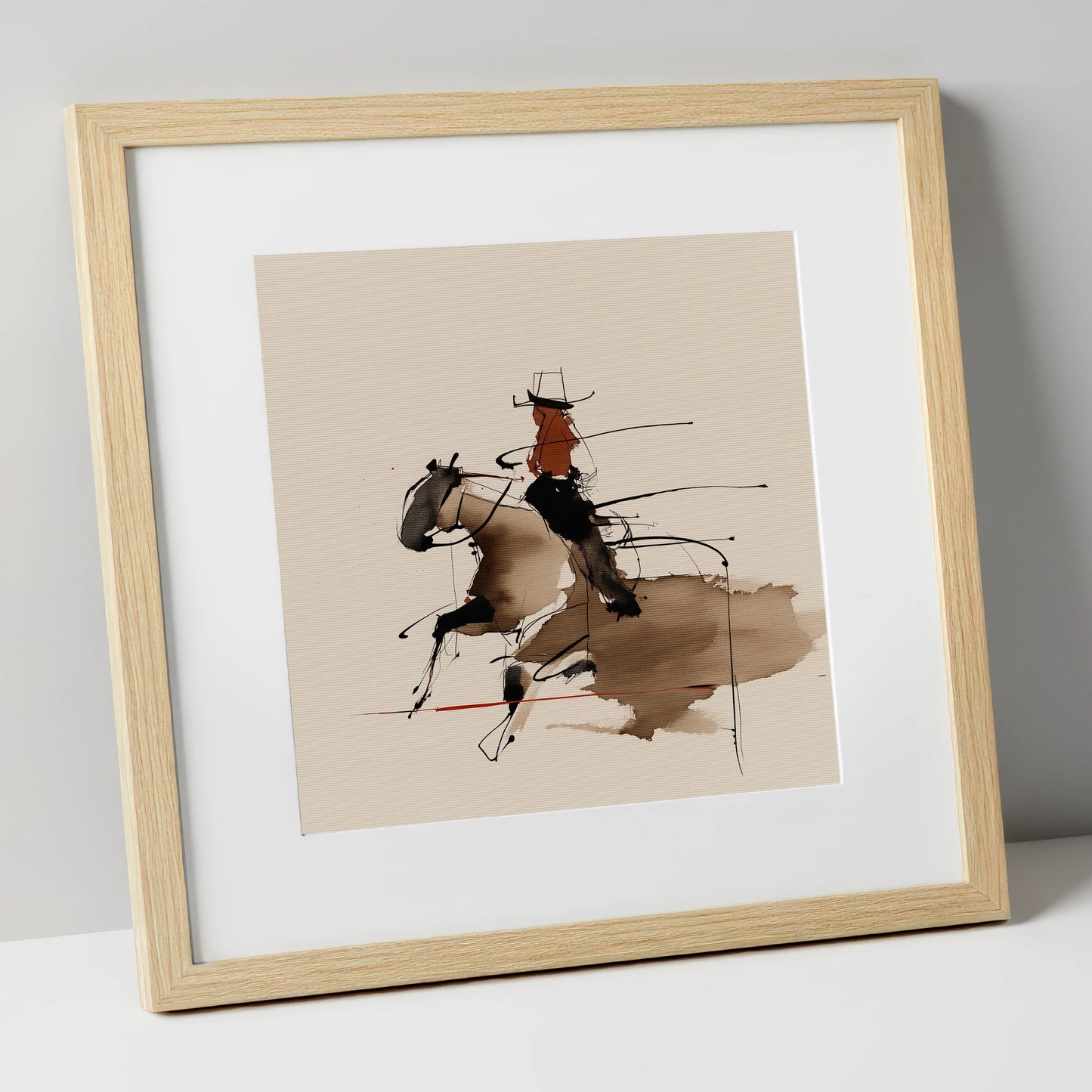 Fluid Western Motion western horse art print in natural frame