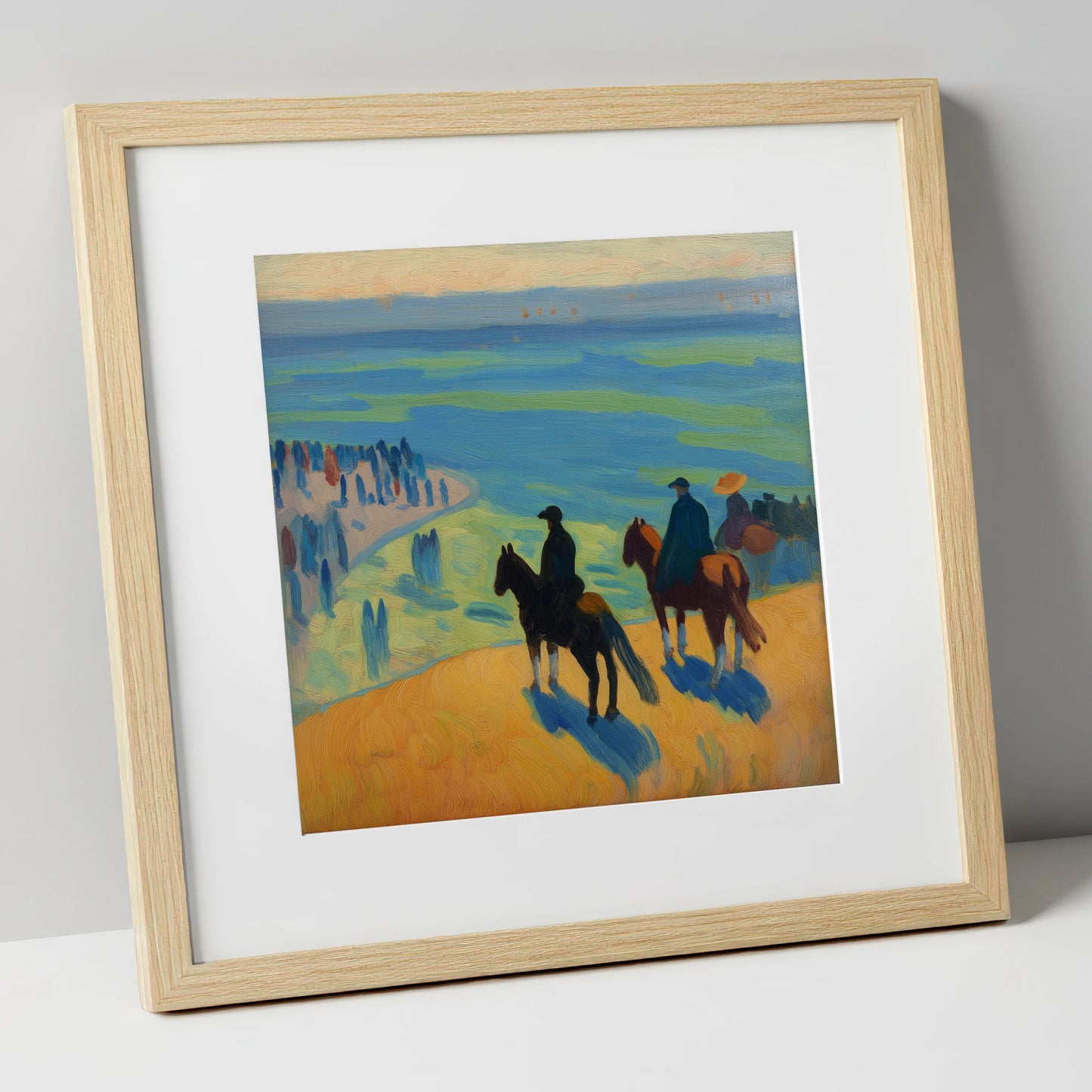Coastal Vantage Point horse landscape art print in natural frame