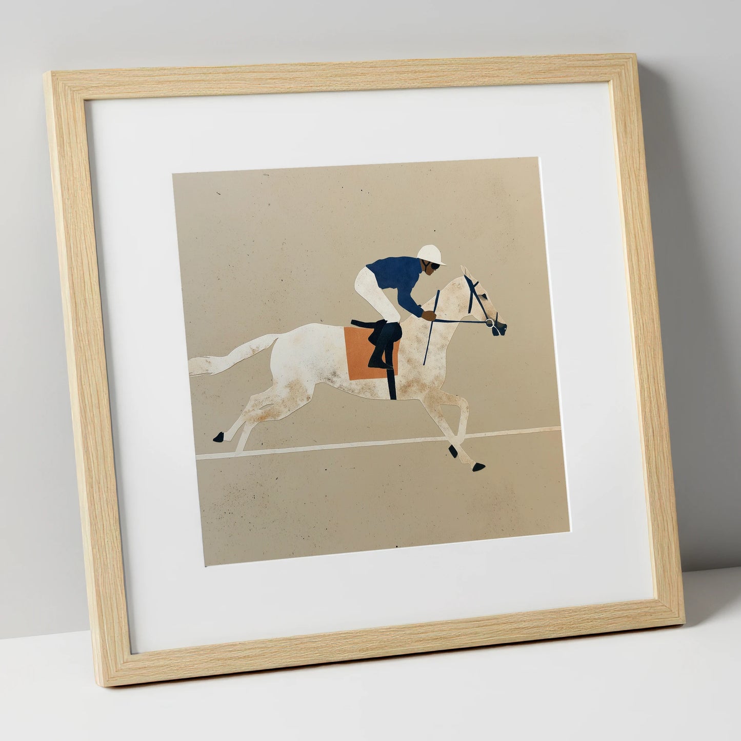 The Final Stride racing horse art print in natural frame