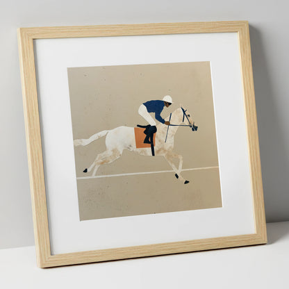 The Final Stride racing horse art print in natural frame