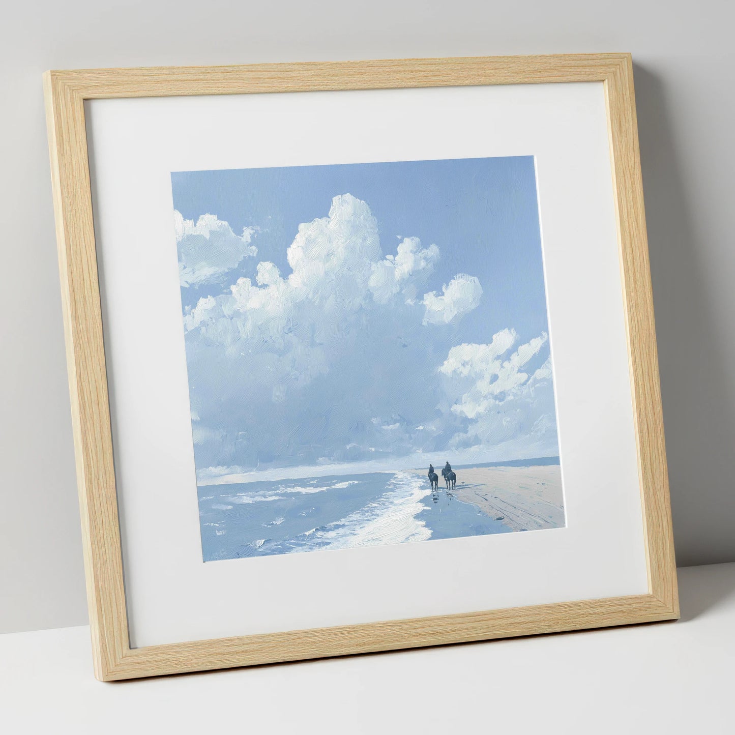 Beneath Vast Coastal Skies horse landscape art print in natural frame