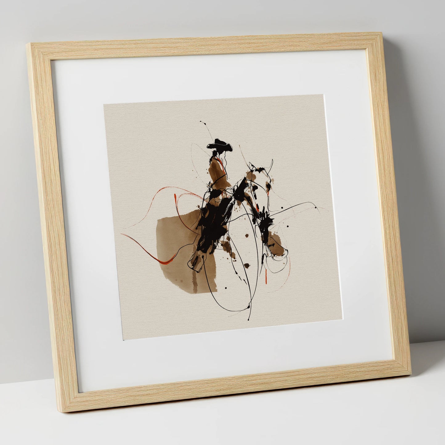 Frontier Rhythm western horse art print in natural frame