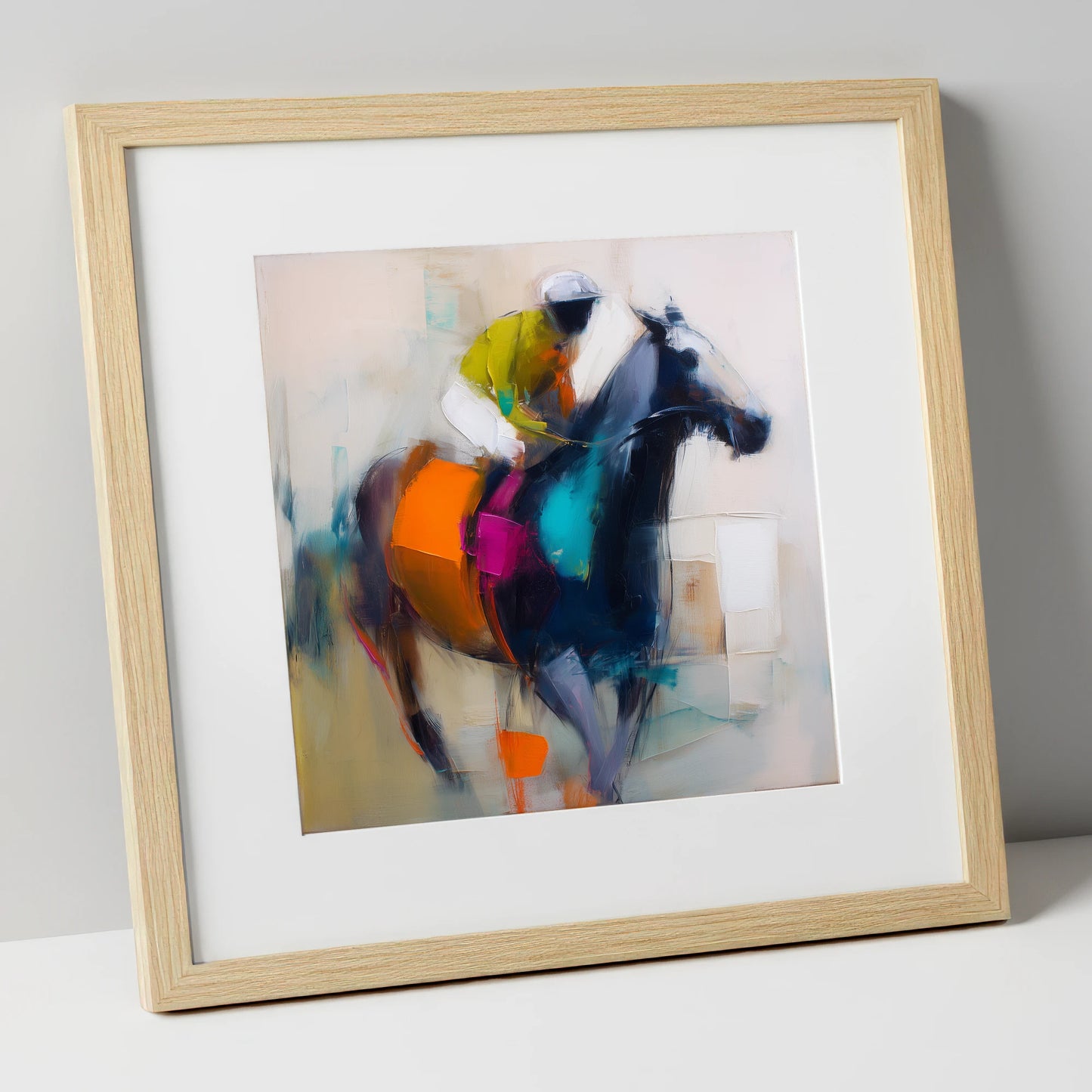 The Colour of Speed racing horse art print in natural frame