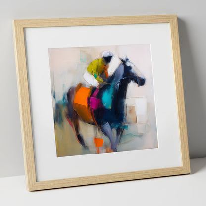 The Colour of Speed racing horse art print in natural frame