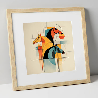 Rhythmic Racing Profiles racing horse art print in natural frame