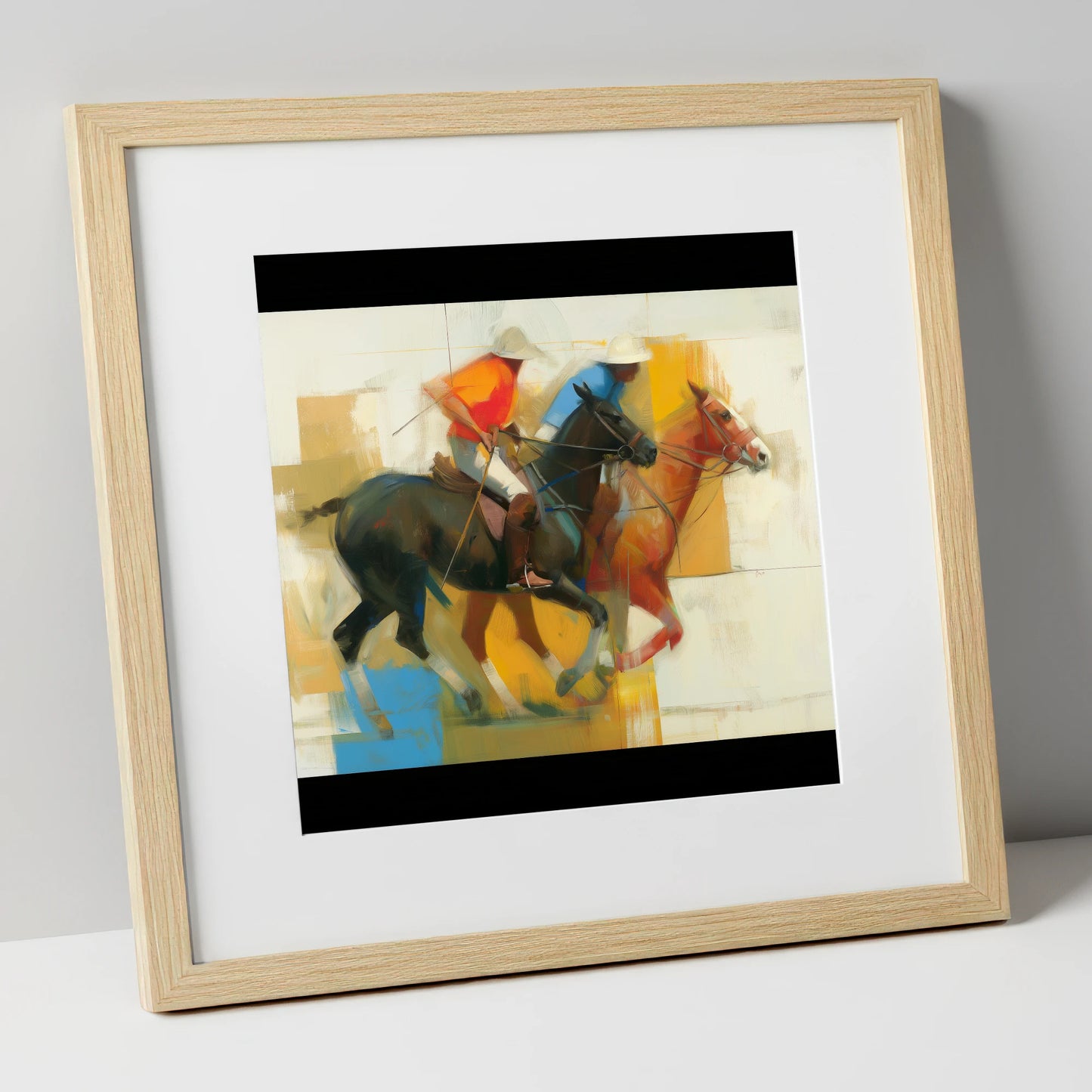 The Final Chukka polo horse art print in natural frame