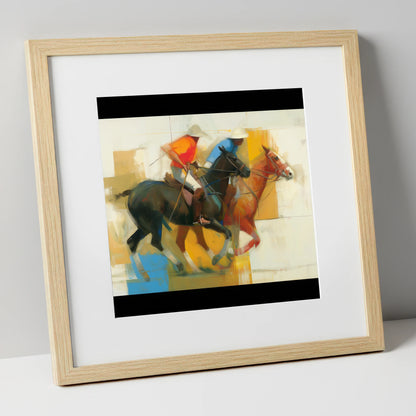 The Final Chukka polo horse art print in natural frame