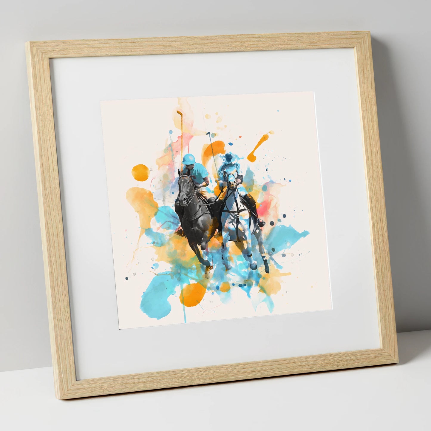 Mid-Chukka Clash polo horse art print in natural frame