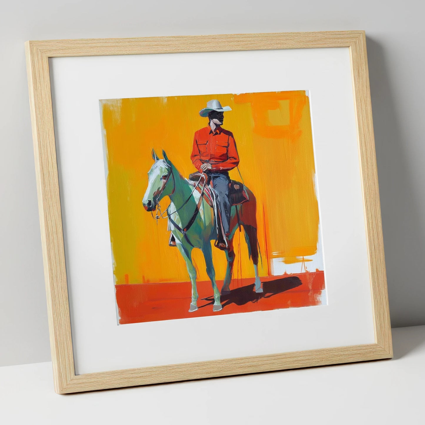 The Bright Frontier western horse art print in natural frame