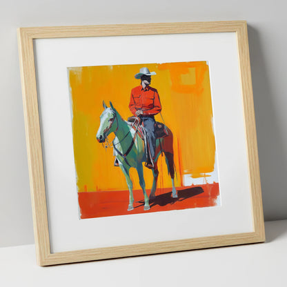 The Bright Frontier western horse art print in natural frame