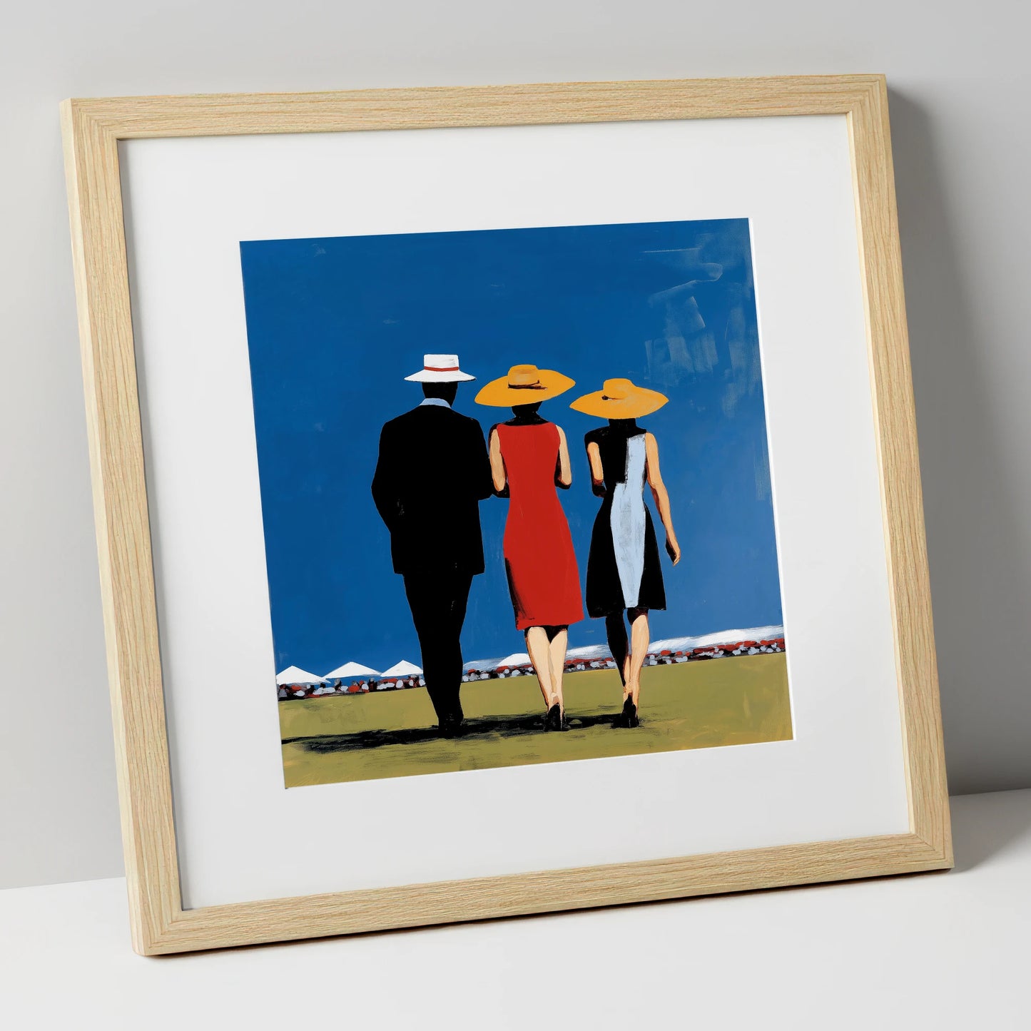 Summer Racing Elegance racing horse art print in natural frame
