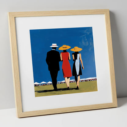 Summer Racing Elegance racing horse art print in natural frame
