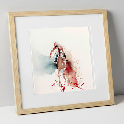 The Final Furlong racing horse art print in natural frame