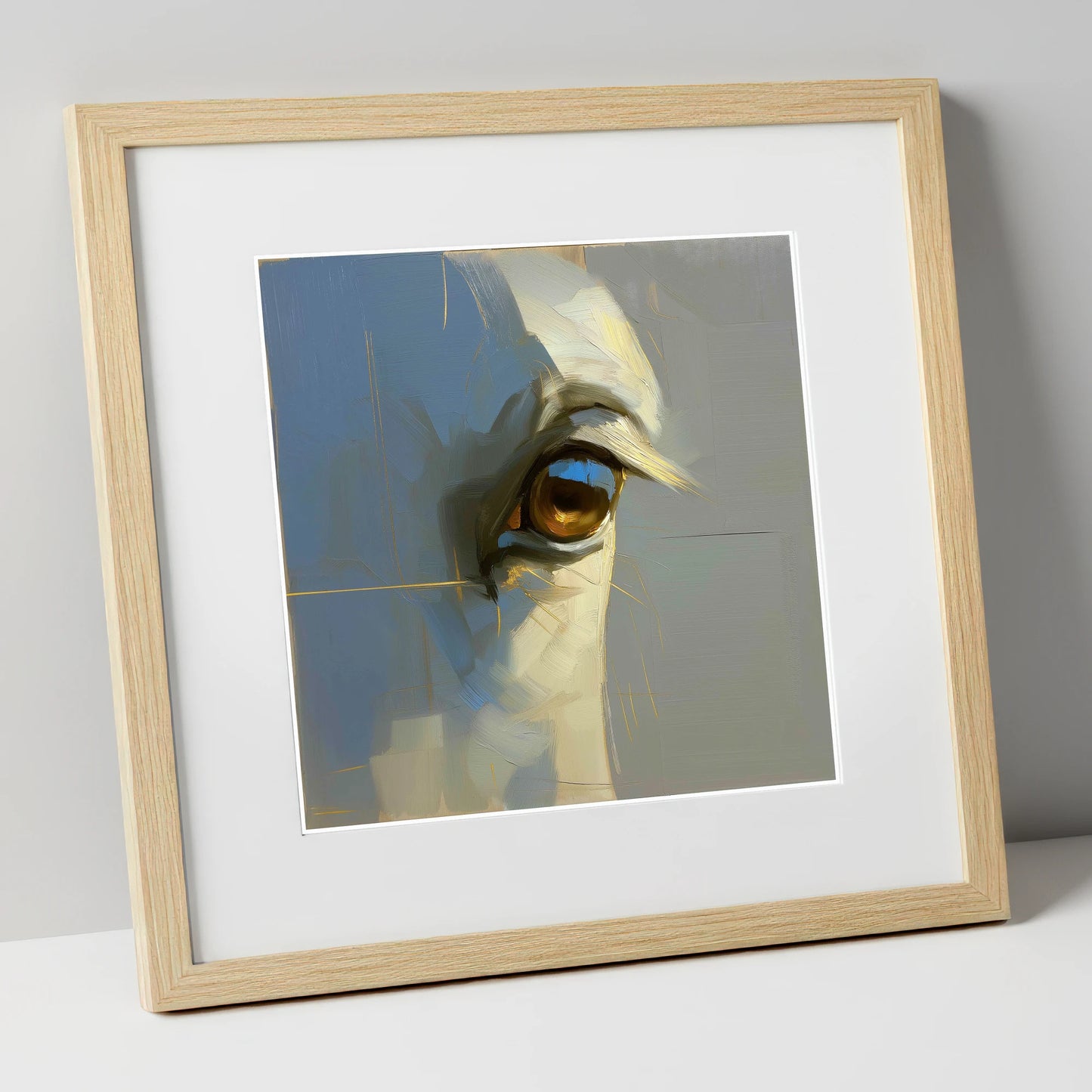 Soul of the Grey horse portrait art print in natural frame