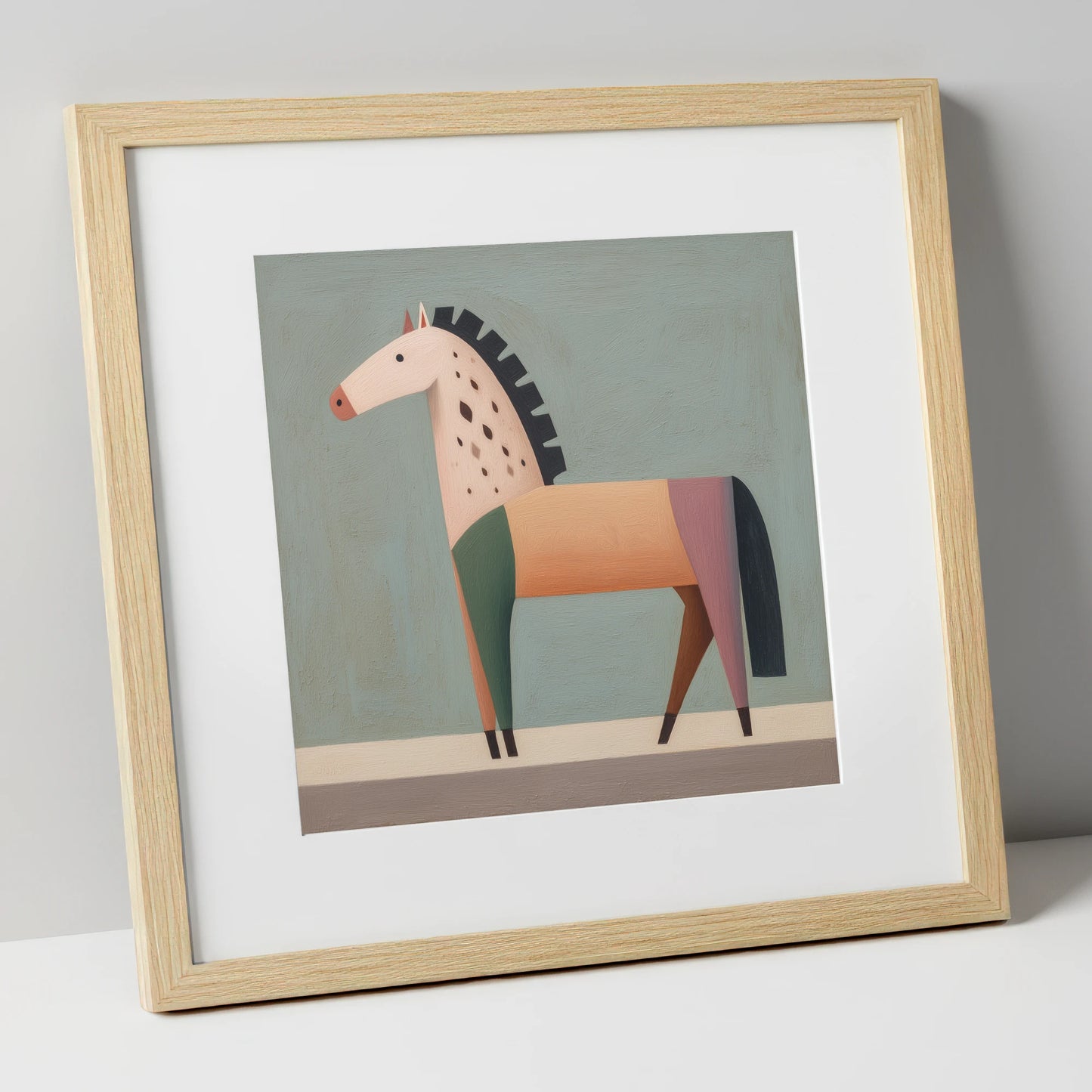 Geometric Appaloosa Form horse breed art print in natural frame