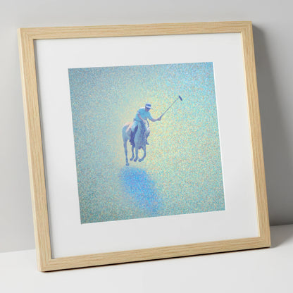 Ethereal Polo Chukka polo horse art print in natural frame