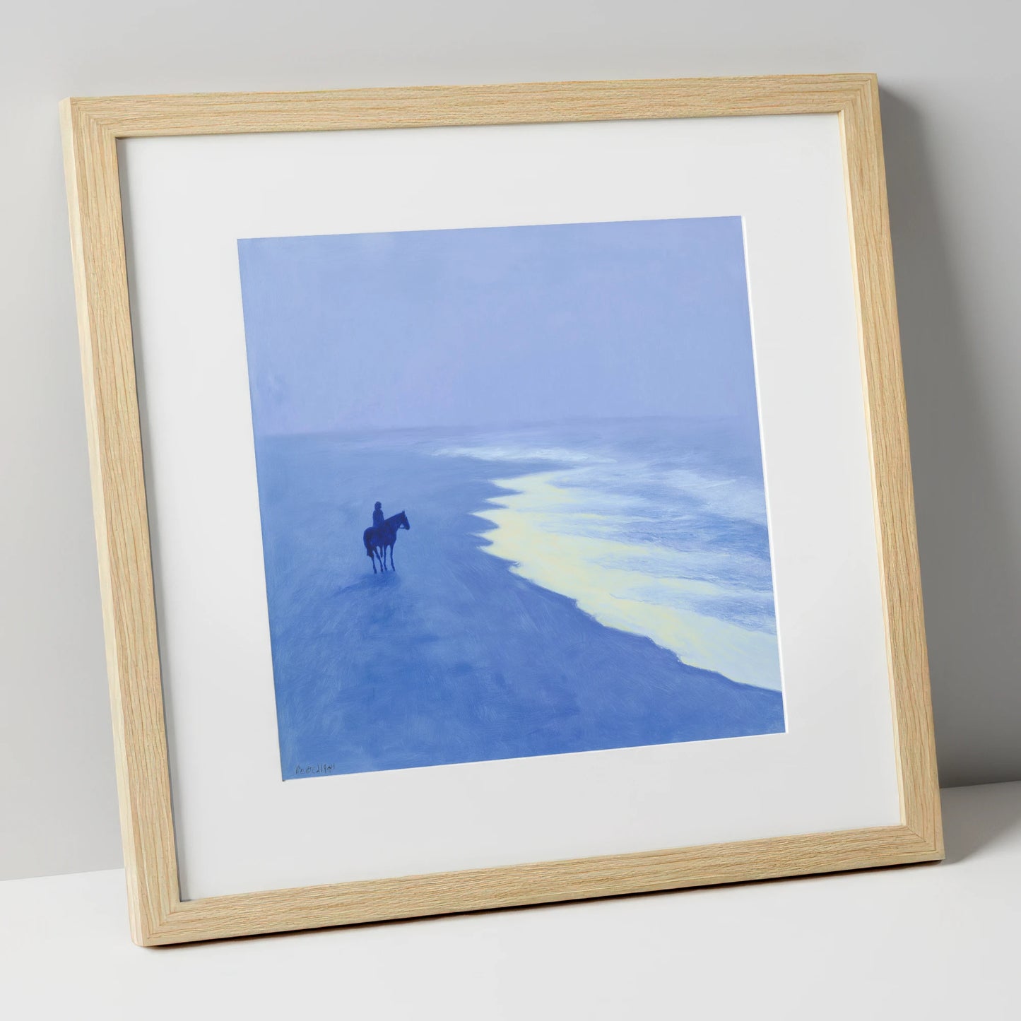 Azure Coastal Ride horse landscape art print in natural frame