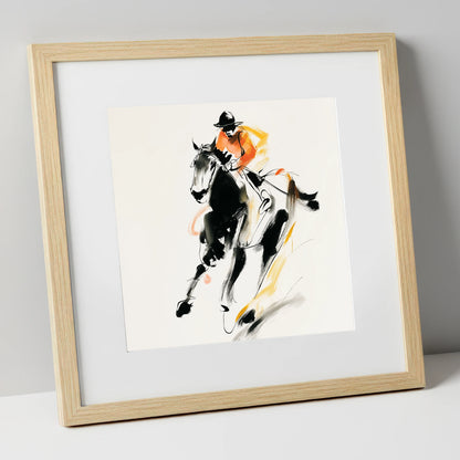 The Bold Furlong racing horse art print in natural frame