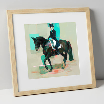 Contemporary Collection dressage horse art print in natural frame