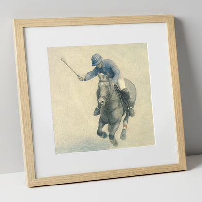 Precision in the Chukka polo horse art print in natural frame