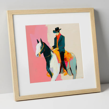 Modern Western Spirit western horse art print in natural frame